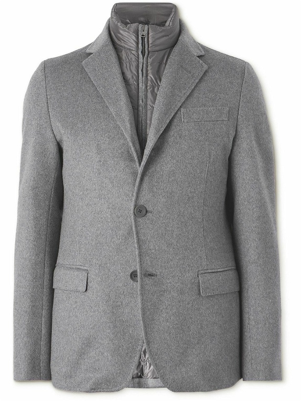 Photo: Herno - Cashmere Blazer with Removable Quilted Shell Gilet - Gray