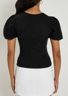 Paige Marina Ribbed Stretch-cotton top Black