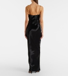 Balmain Chain-detail draped satin gown