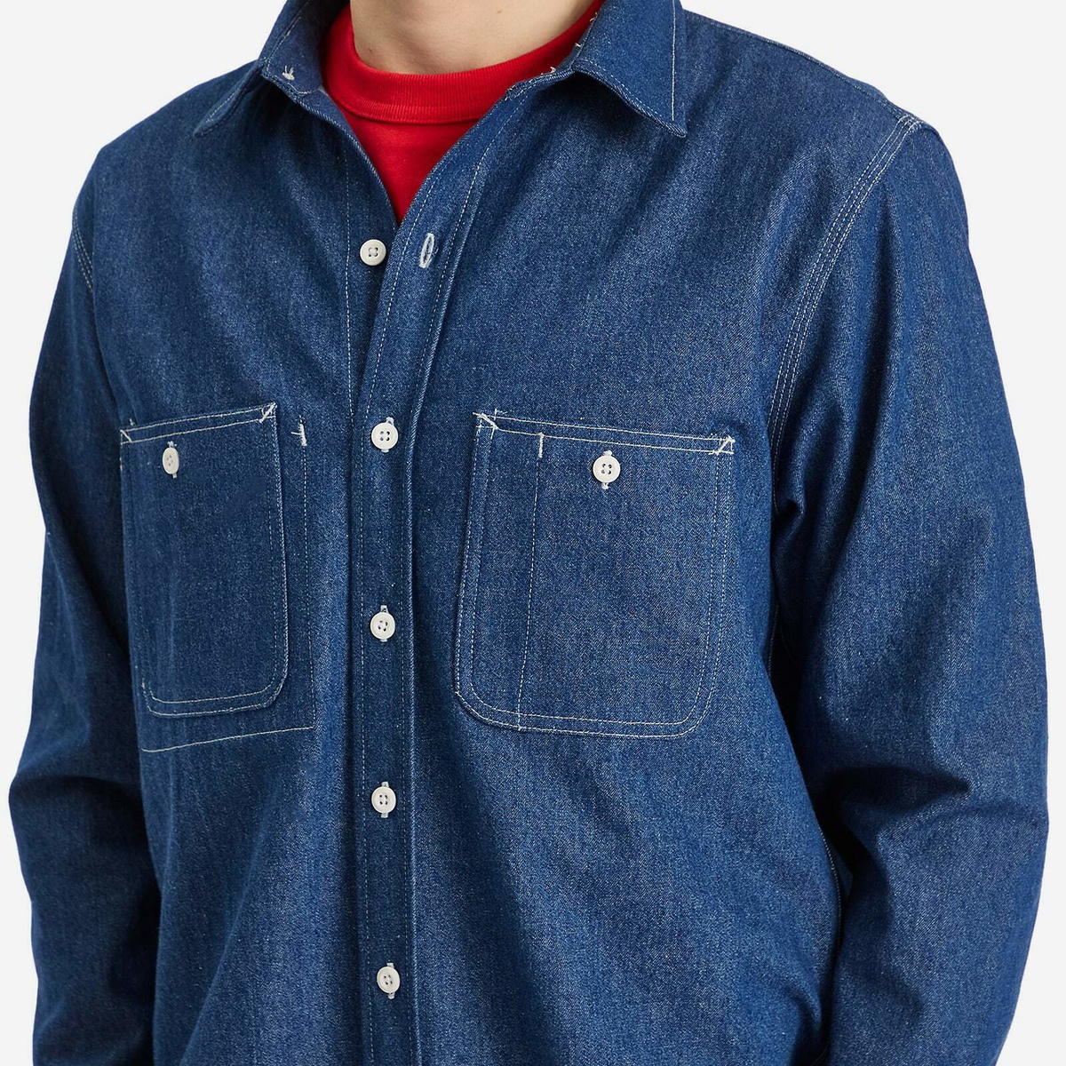 Randy's Garments Men's 3 Pocket Work Shirt in Double Washed Denim