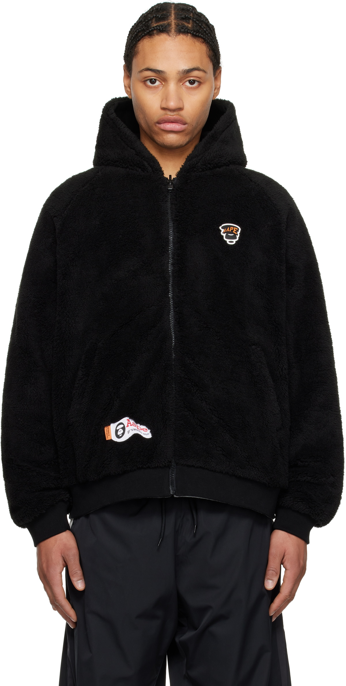 AAPE by A Bathing Ape Black & Gray Moonface Logo Zip-Up Reversible 