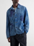 Kartik Research - Embroidered Cotton Chore Jacket - Blue