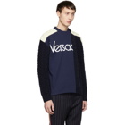 Versace Navy and White Hybrid Sweater