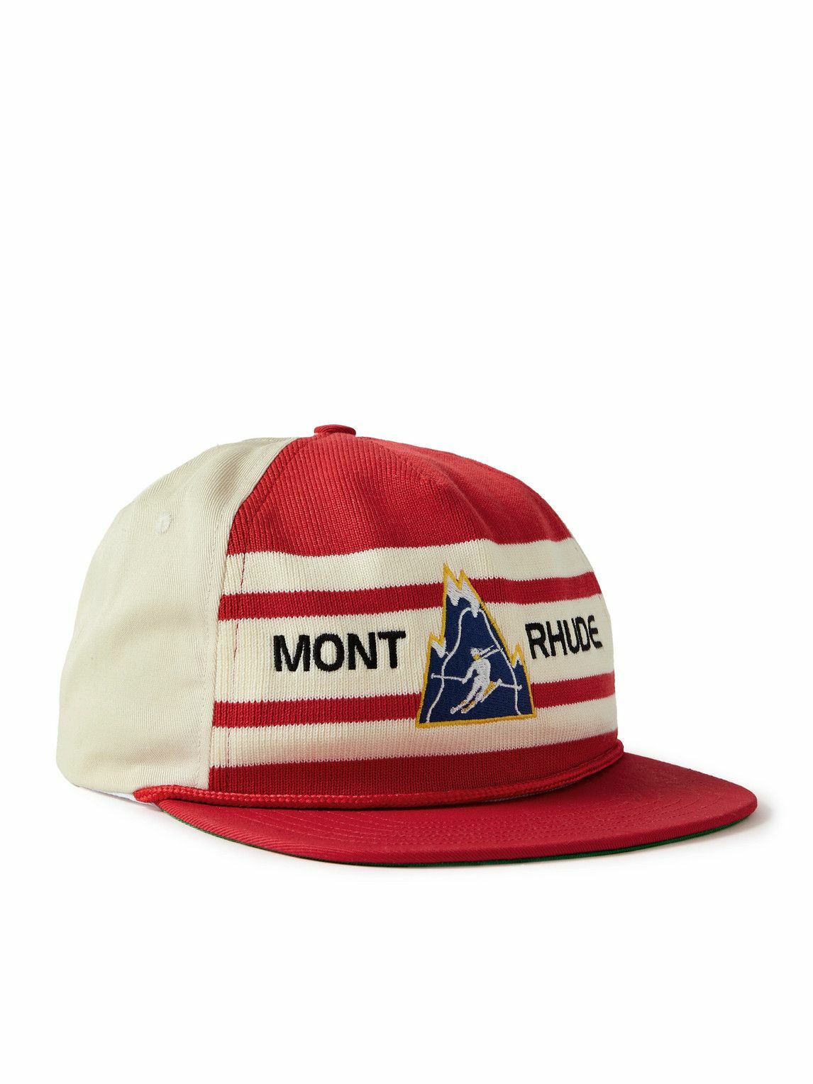 Rhude - Mont Logo-Embroidered Striped Knitted and Cotton-Twill Trucker Hat