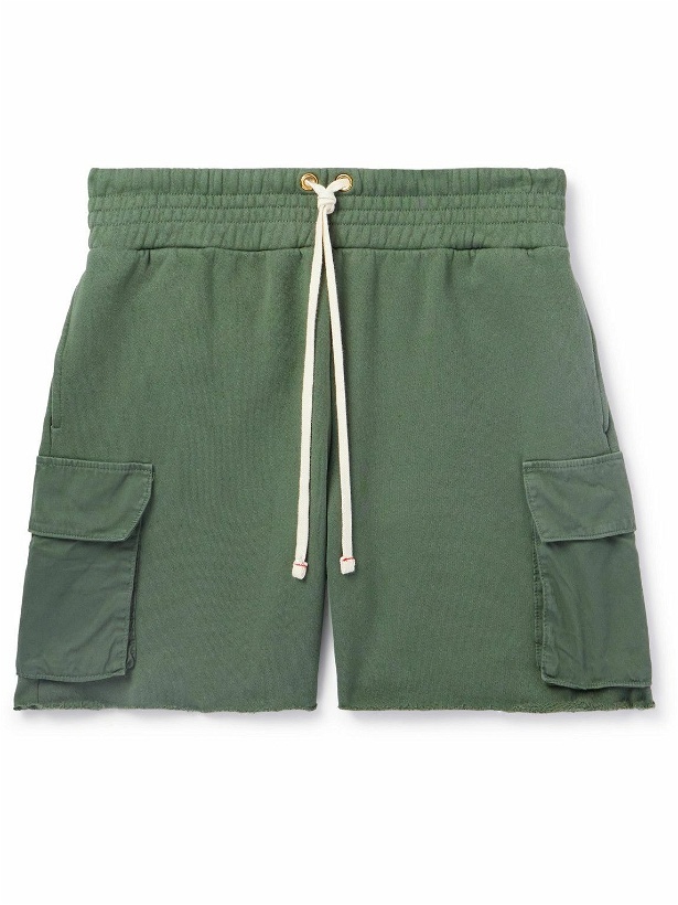 Photo: Les Tien - Straight-Leg Cotton-Jersey Drawstring Cargo Shorts - Green