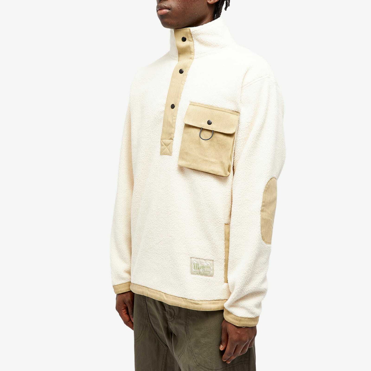 Manresa Men's Dover Half Snap Fleece in Ecru/Caramel Manresa