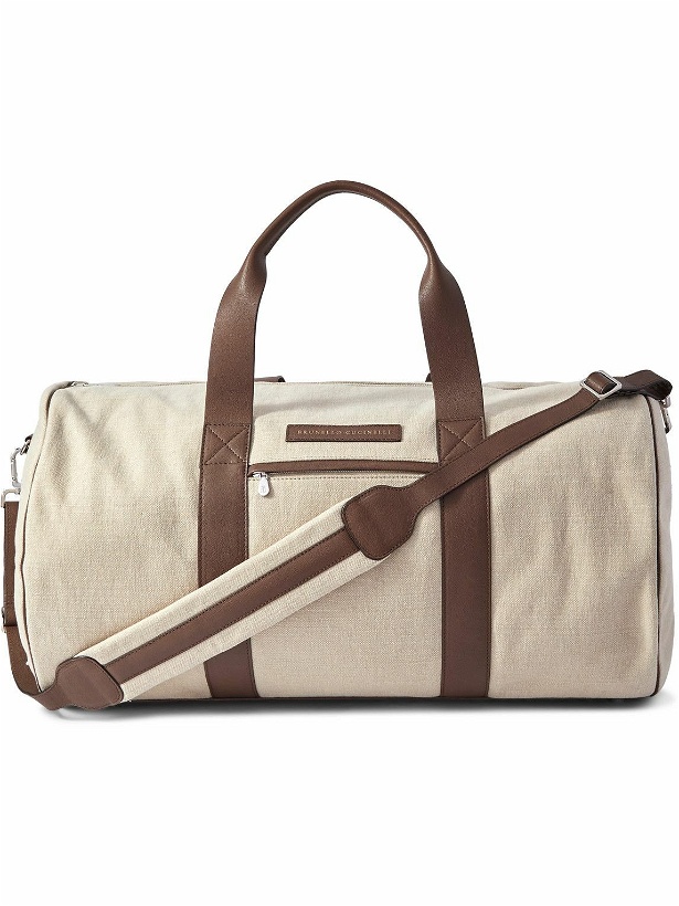 Photo: Brunello Cucinelli - Leather-Trimmed Canvas Weekend Bag
