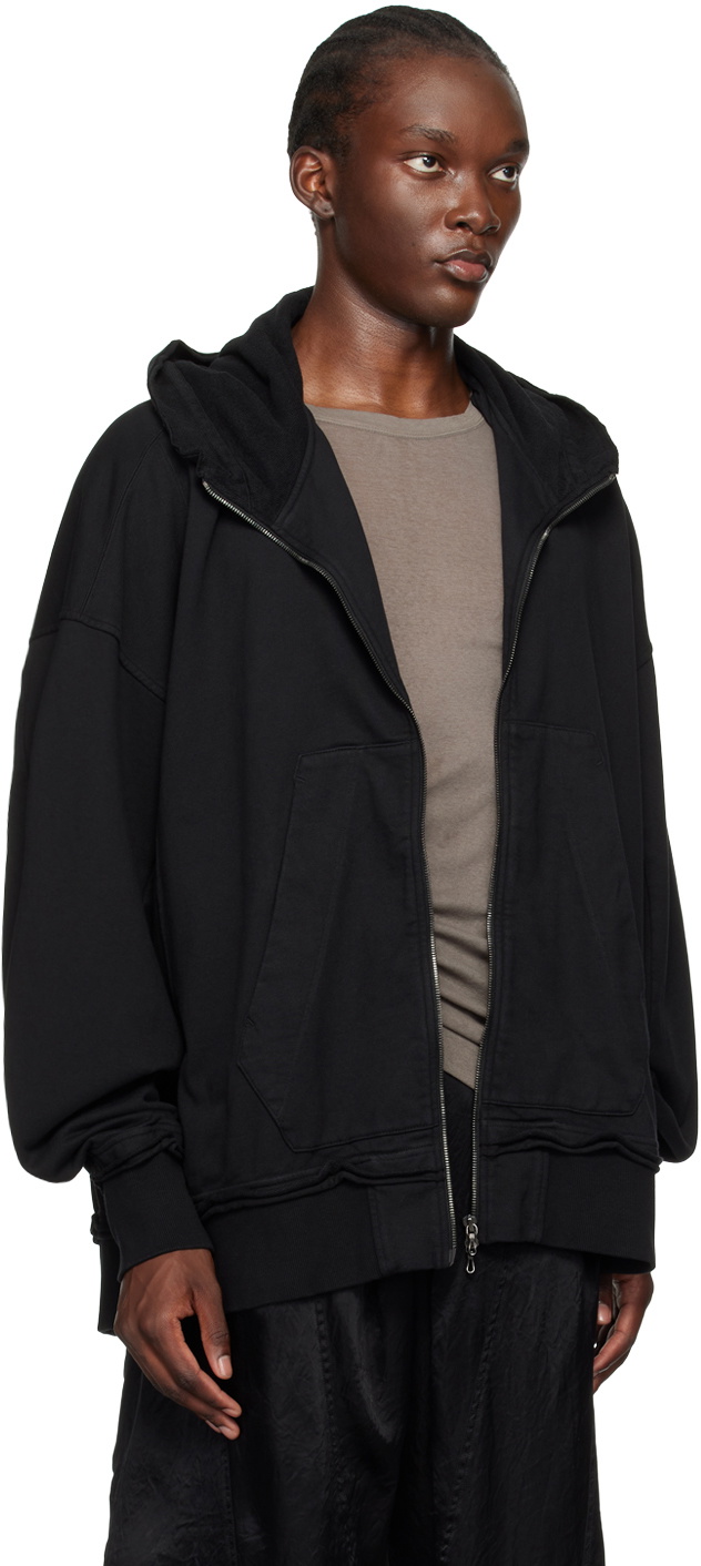 Julius Black Garment-Washed Hoodie Julius