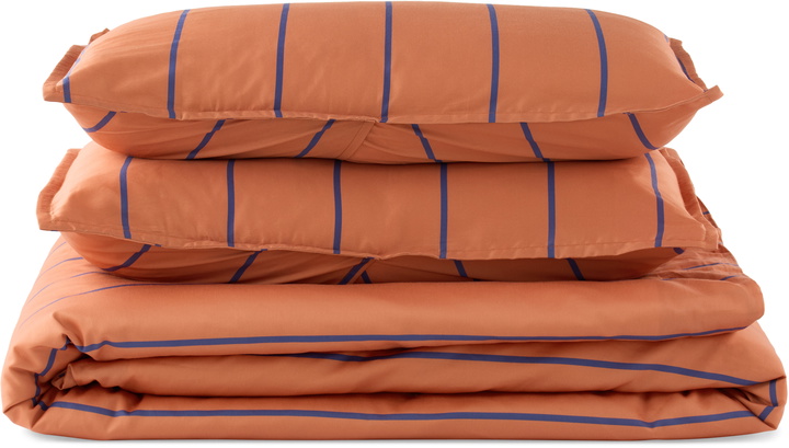 Photo: Dusen Dusen Orange & Purple Terracotta Stripe Duvet Set, King