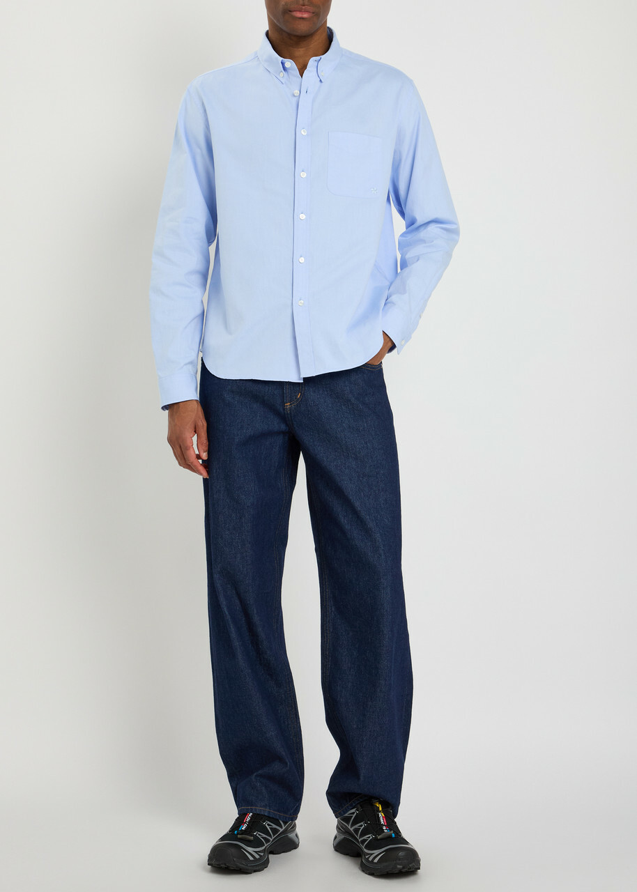 Vowels Logo-embroidery Cotton Shirt Blue