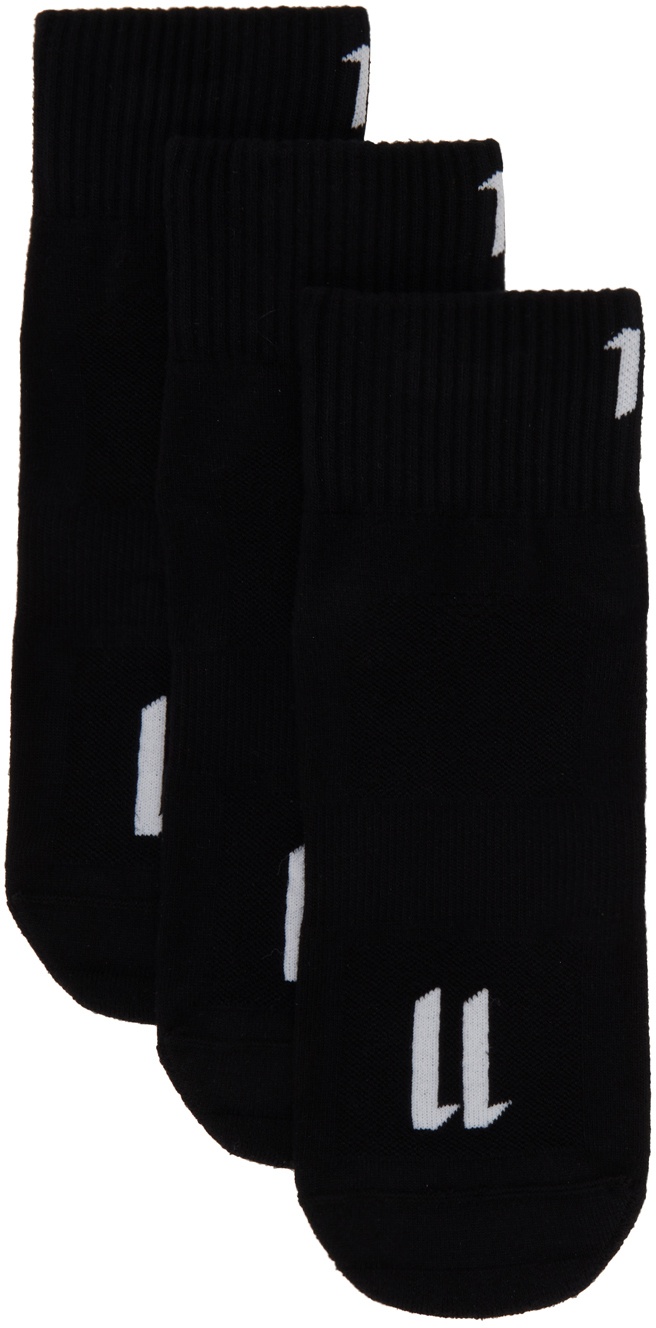 Photo: 11 by Boris Bidjan Saberi Three-Pack Black Ankle-High Socks