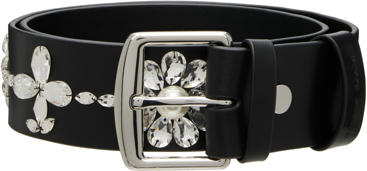 Simone Rocha Black Embellished Leather Belt