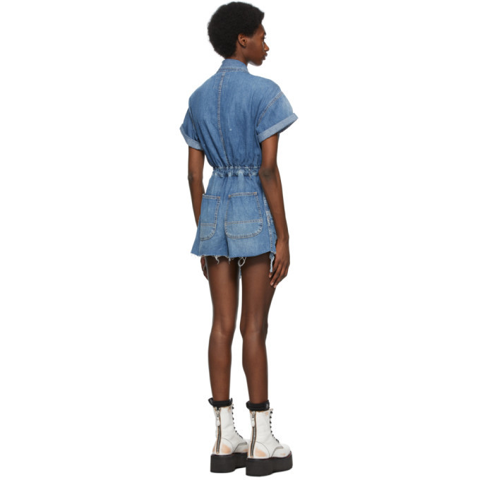 R13 Blue Denim Mick Romper Jumpsuit R13