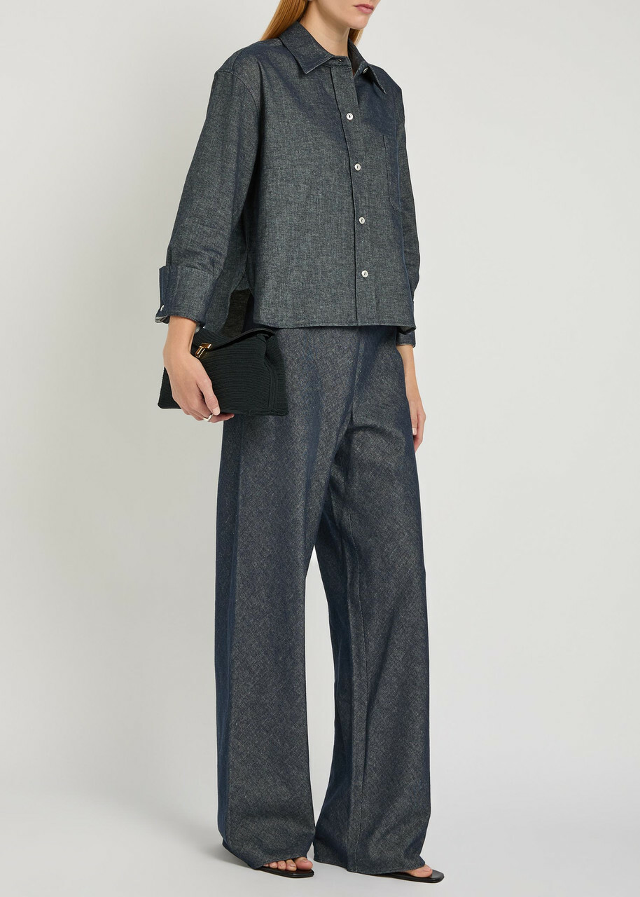 Vince Colette Wide-leg Chambray Trousers Indigo