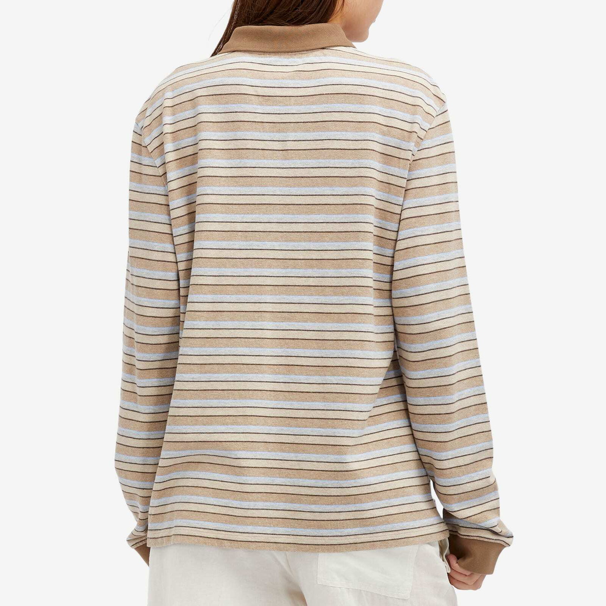 Saks Potts Women's Serena Polo Shirt in Brown Shadow Stripe
