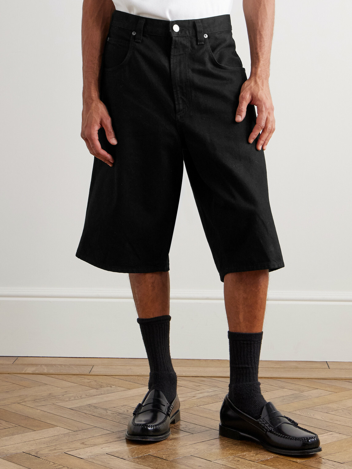 AGOLDE - Fusion Straight-Leg Denim Shorts - Black