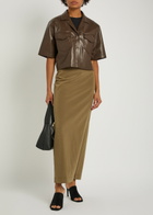 Nanushka Maisie Faux Leather Shirt Chocolate