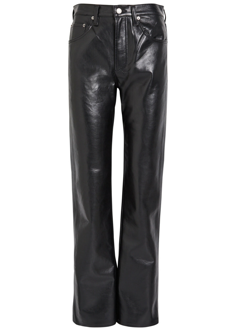 Agolde Kick Boot Bootcut Leather Trousers Black