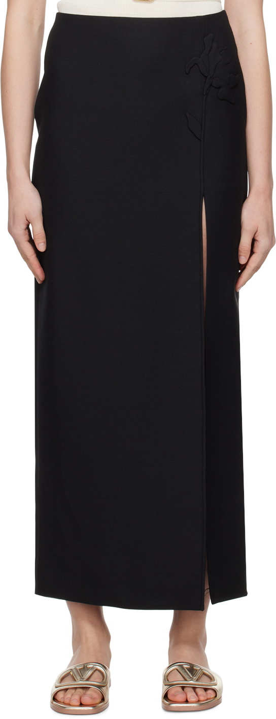 Valentino Black Floral Maxi Skirt Valentino
