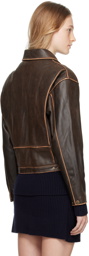 OPEN YY Brown Classic Leather Jacket