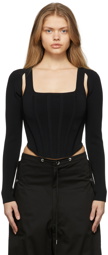 Dion Lee Black Pointelle Corset Crewneck