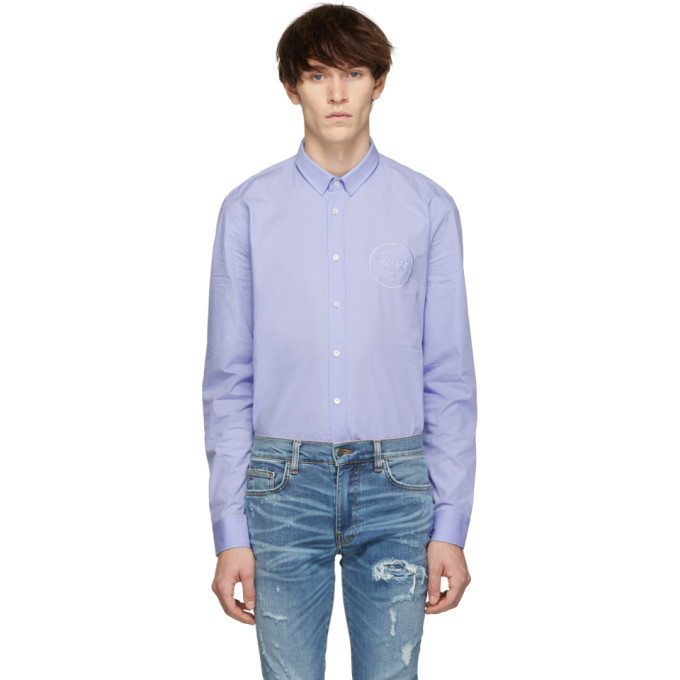 Photo: Balmain Blue Embroidered Medallion Shirt