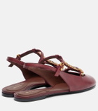 Etro Embellished leather slingback flats
