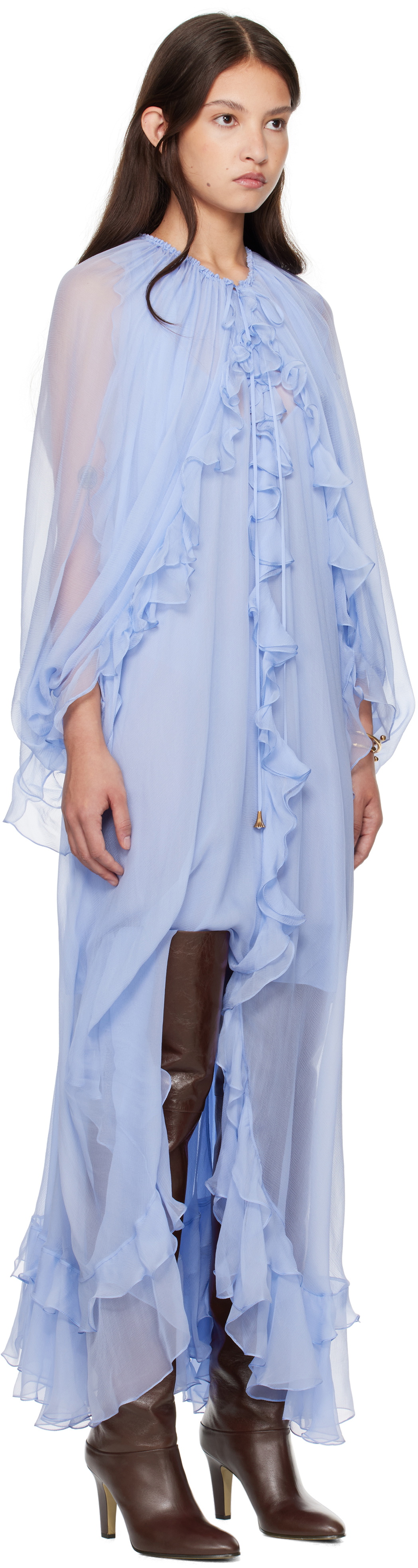 Chlo Blue Cape Maxi Dress Chloe