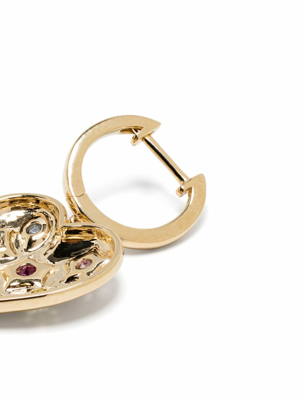 Roxanne First 14K Yellow Gold Kaleidoscope Heart Sapphire Hoop Earrings