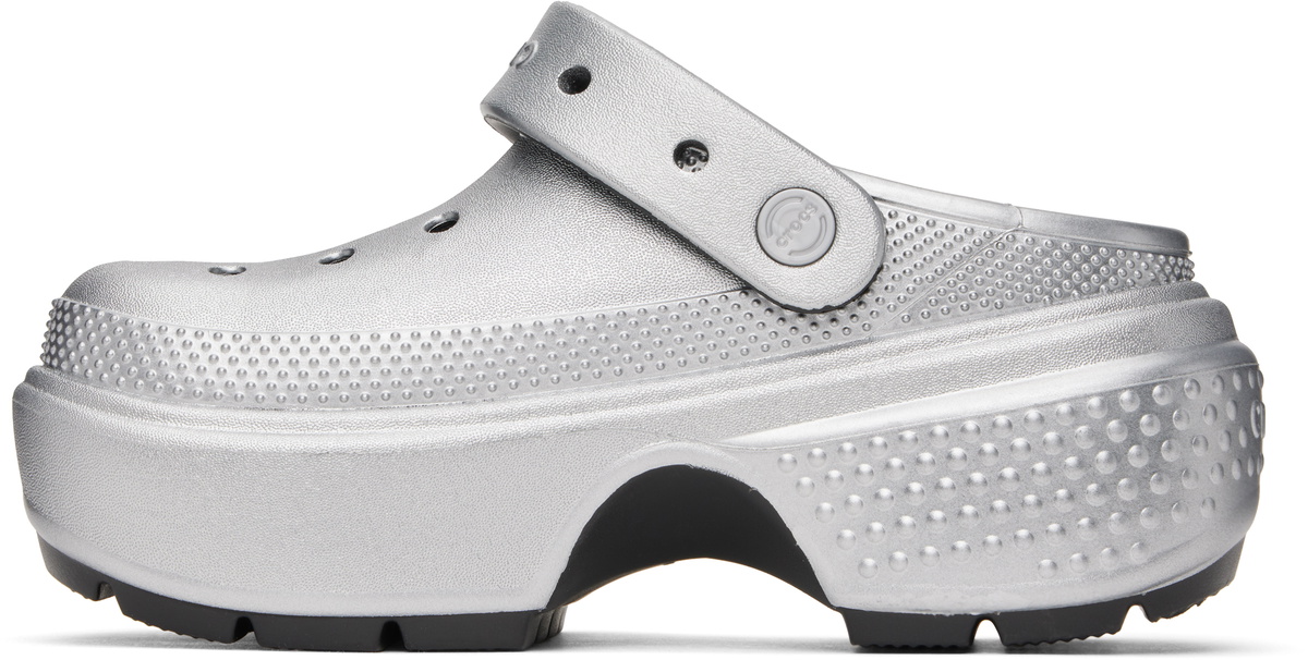 Crocs Silver Stomp Metallic Slip-on Loafers Crocs