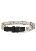 Etro Engraved-link Leather Belt Silver
