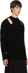 Simone Rocha Black Cable Knit Slash Sweater