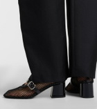 Alaïa Fishnet leather-trimmed Mary Jane pumps