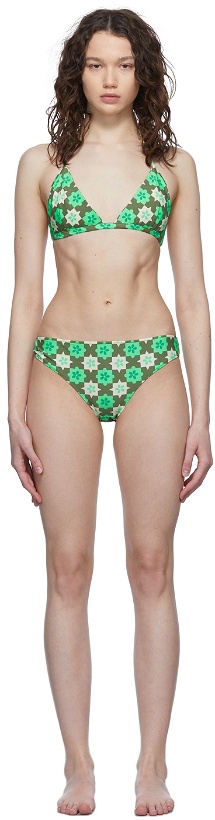 Photo: Anna Sui Green Utopian Gingham Bikini Set