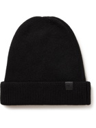 TOM FORD - Leather-Trimmed Ribbed Cashmere Beanie - Black