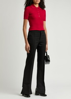 Courrèges Logo Ribbed-knit top Red