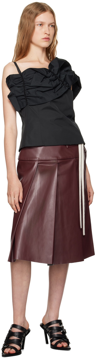 Renaissance Renaissance Burgundy Linda Faux-Leather Midi Skirt