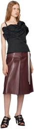Renaissance Renaissance Burgundy Linda Faux-Leather Midi Skirt