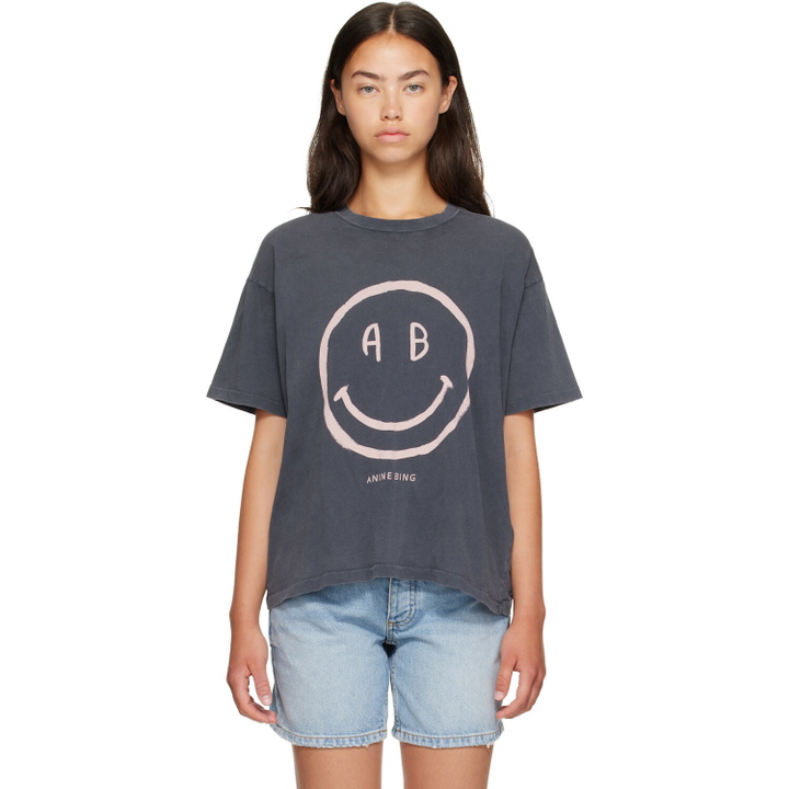 Photo: ANINE BING Gray Cade Smiley T-shirt