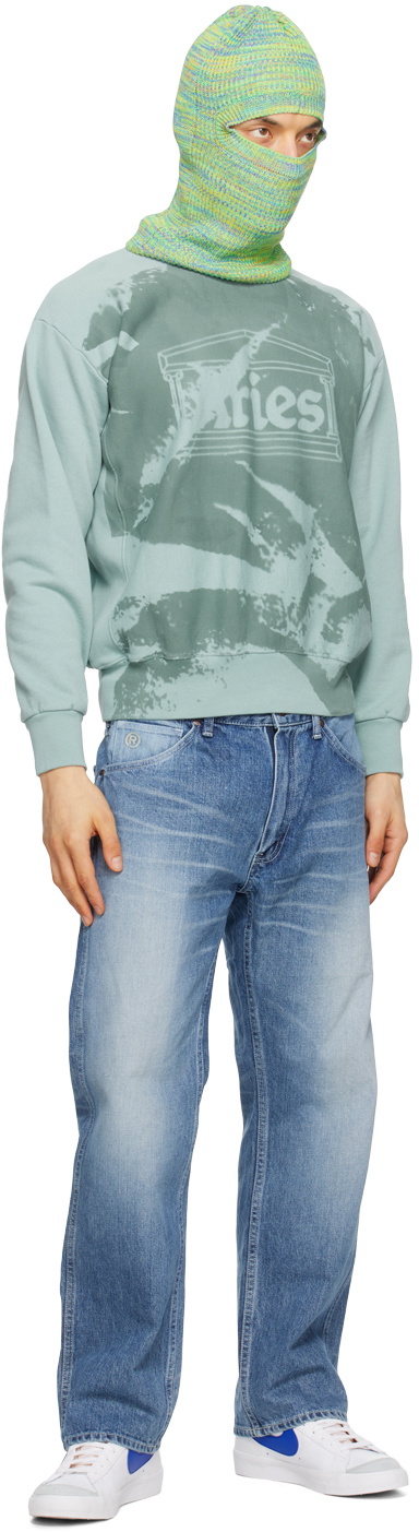 Aries Blue Sunbleached Sweatshirt ARIES Aries Blue Sunbleached Sweatshirt ARIES
