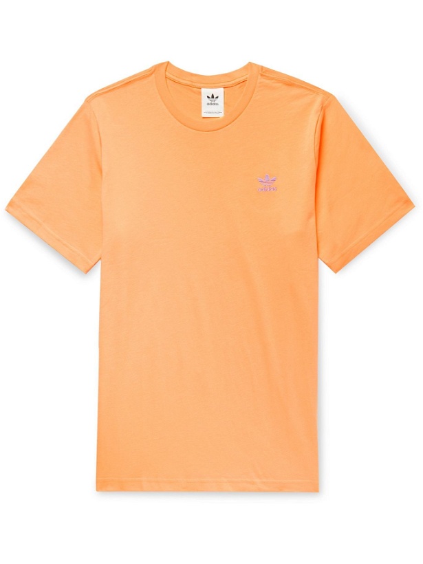 Photo: ADIDAS ORIGINALS - Adicolor Essentials Logo-Embroidered Cotton-Jersey T-Shirt - Orange