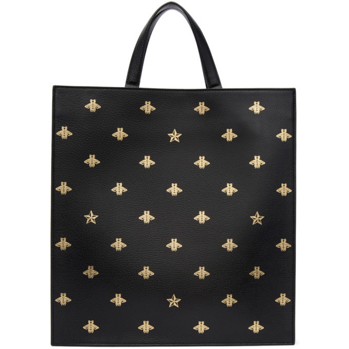 Photo: Gucci Black Leather Bees Tote