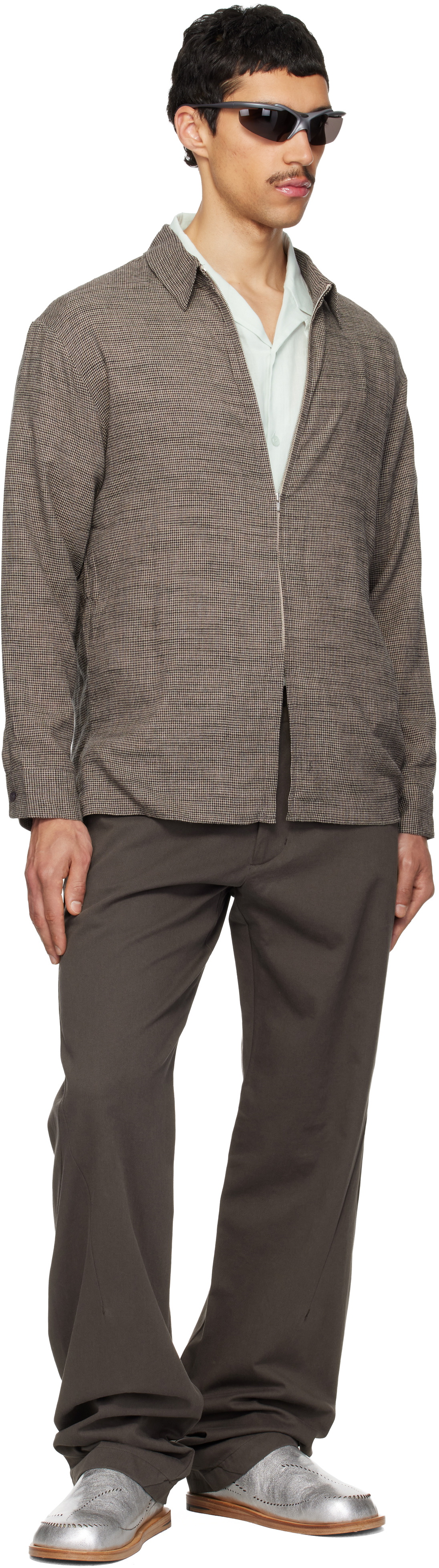 POST ARCHIVE FACTION (PAF) Taupe Zip Archive Shirt