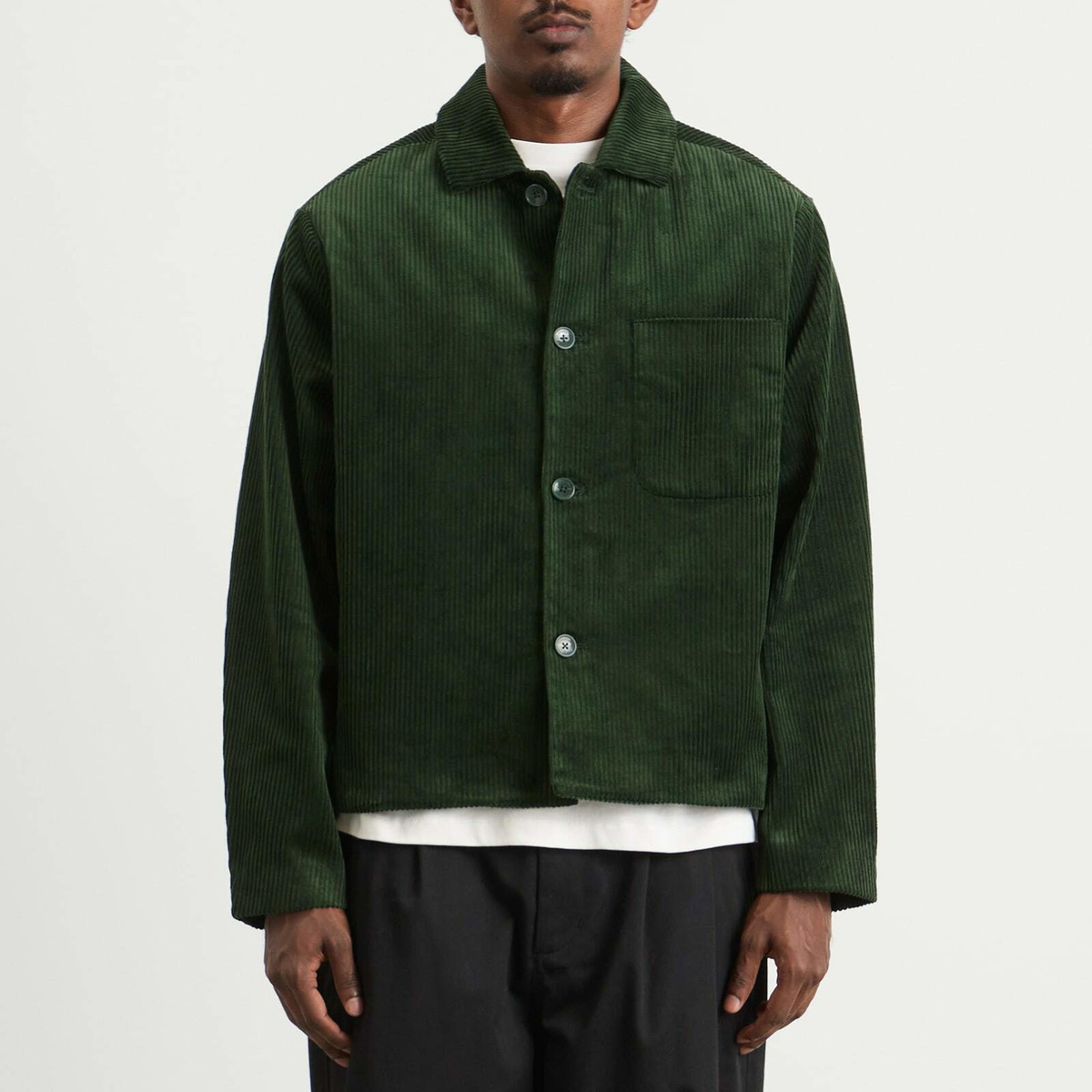 Percival Men's Cord Overshirt in Forest