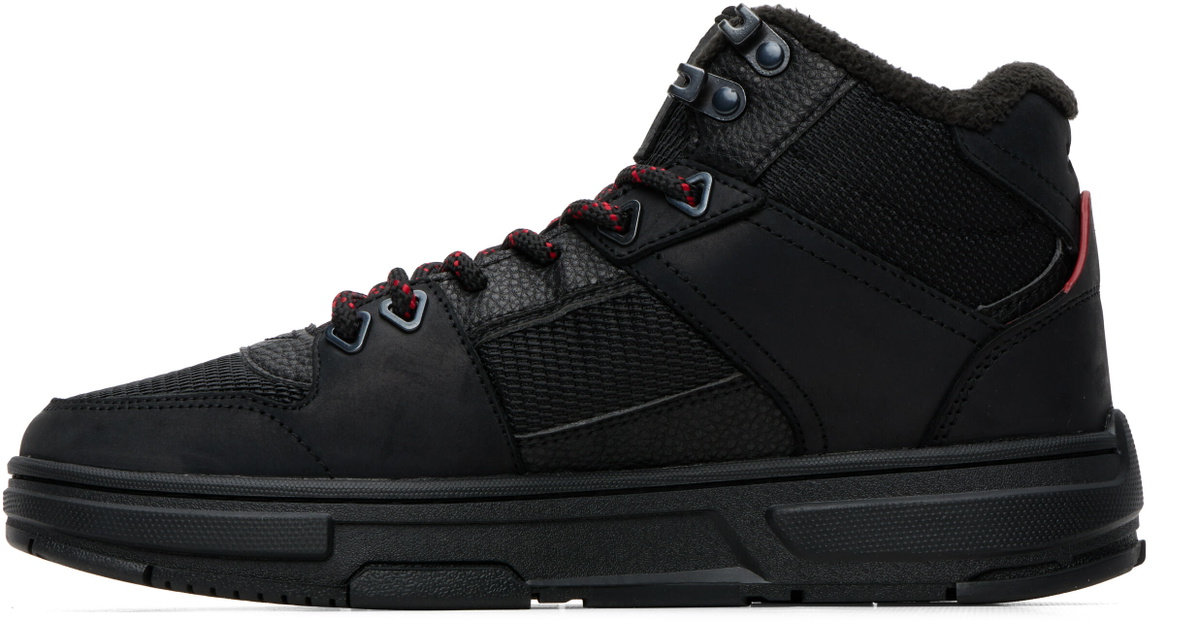 Hugo Black Paneled Leather Sneakers