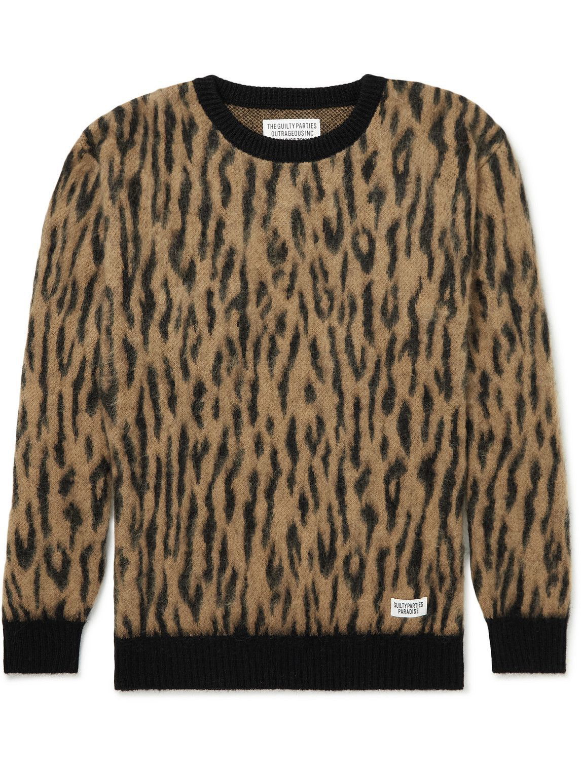 Wacko Maria - Leopard-Jacquard Knitted Sweater - Brown Wacko Maria