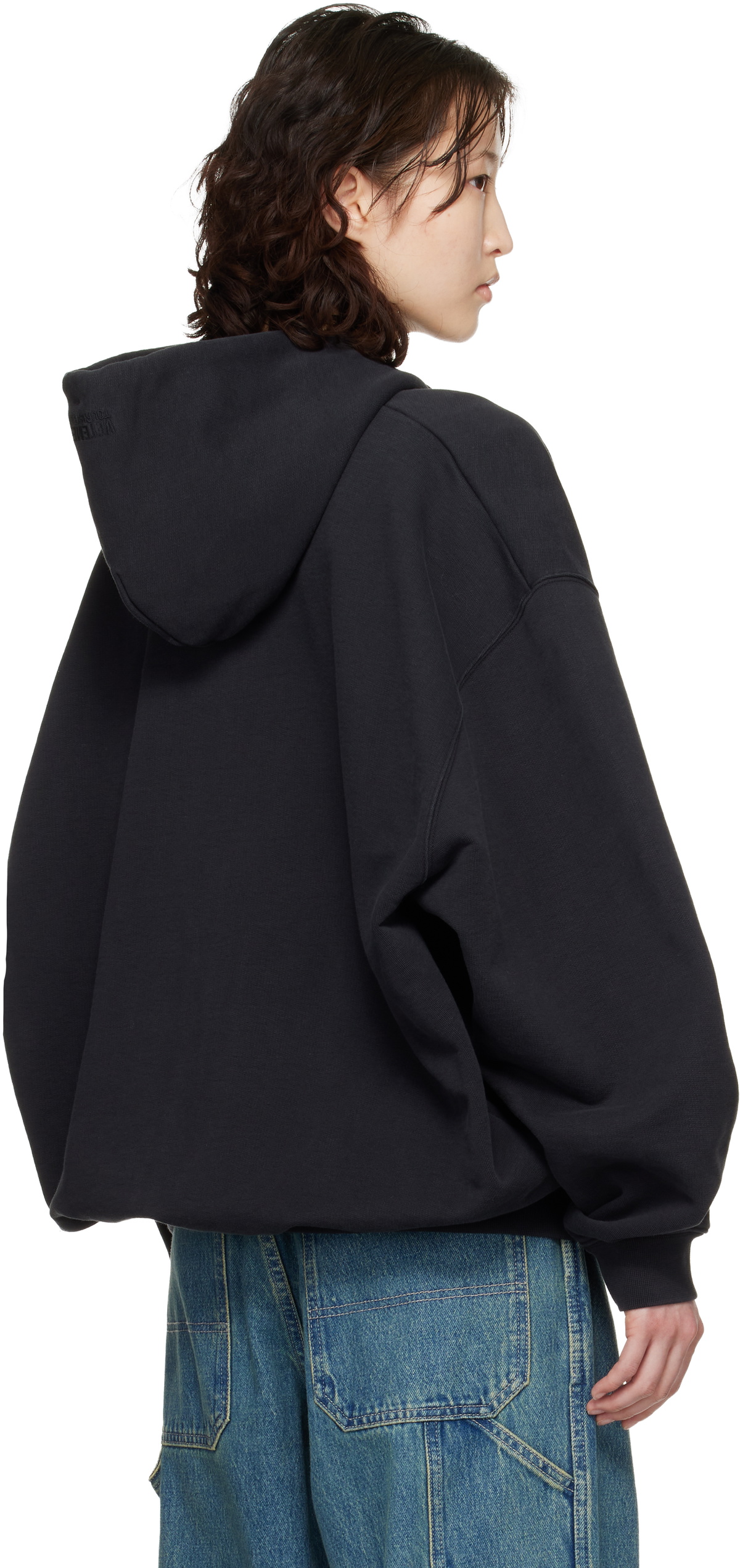 VETEMENTS Black 'Paris' Tourist Zip Up Hoodie
