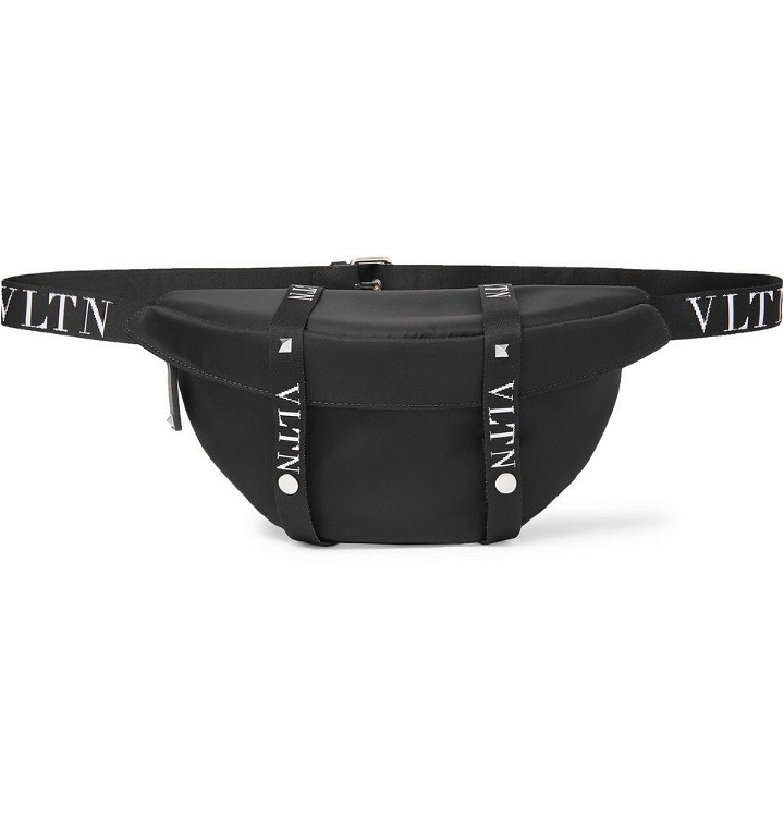 Photo: Valentino - Valentino Garavani Leather-Trimmed Shell Belt Bag - Black