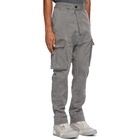 11 by Boris Bidjan Saberi Grey Denim Used Cargo Pants