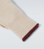 Brunello Cucinelli Leather-trimmed cashmere gloves